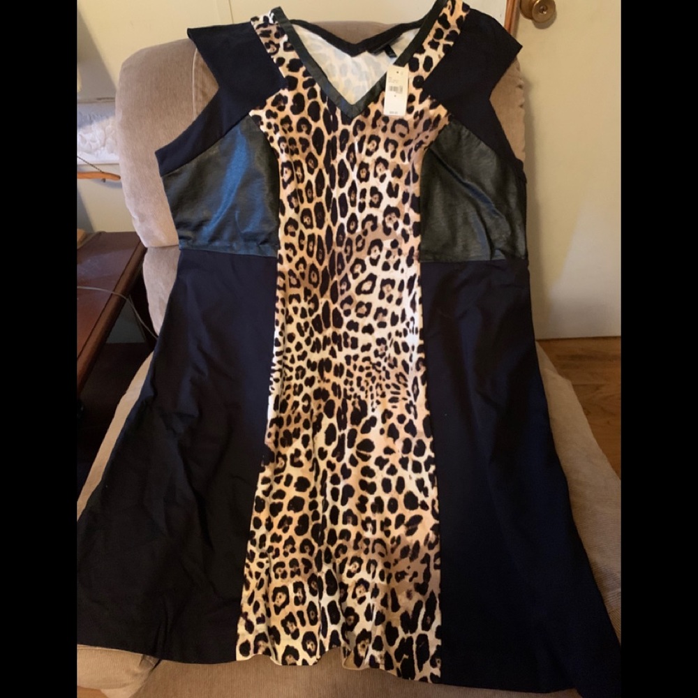 Lane Bryant leopard and leather dress size 26 NWT